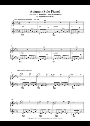 Autumn - by Ryan Stewart Sheet Music for Piano, Vocals, Female