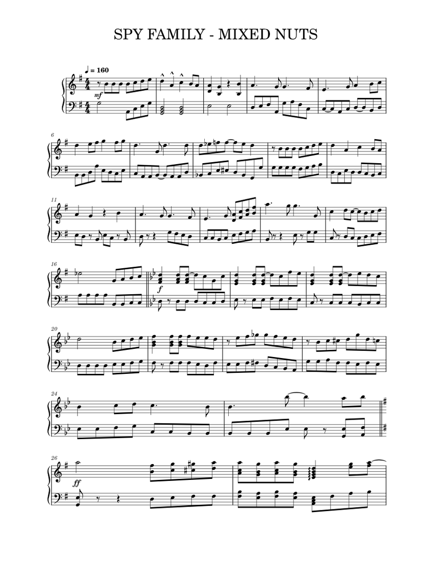 SPY FAMILY MIXED NUTS Sheet music for Piano (Solo)