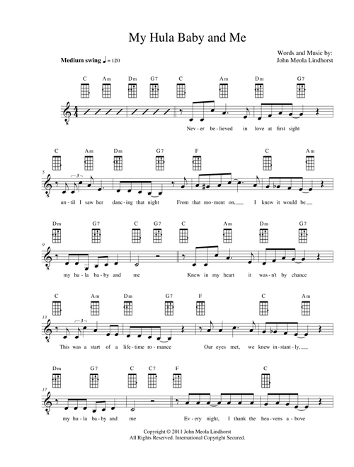 My Hula Baby and Me - John Meola Lindhorst (Ukulele Chords-Lyrics)
