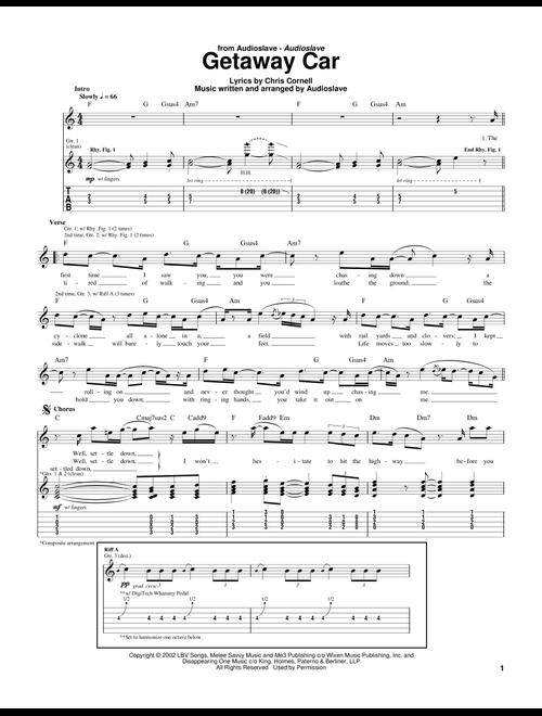 Getaway Car - Audioslave (Guitar Tab)