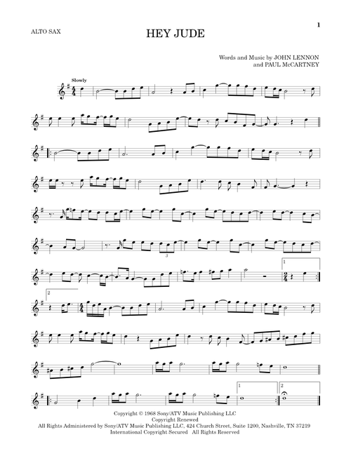 Hey Jude - The Beatles (Alto Sax Solo)
