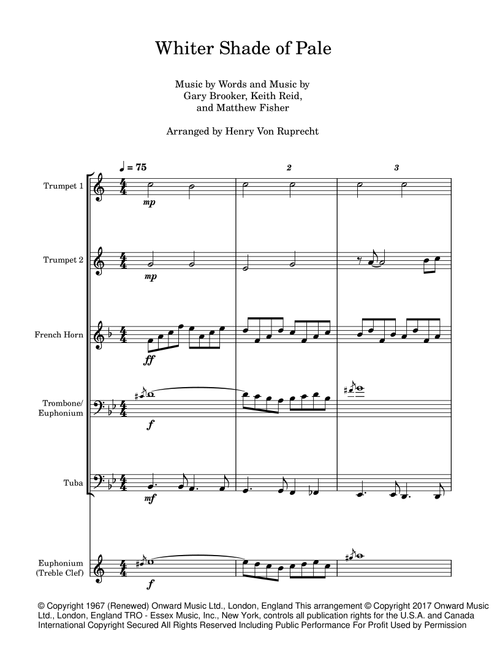 A Whiter Shade Of Pale (Arr. Henry Von Ruprecht) - Procol Harum (Brass Ensemble)