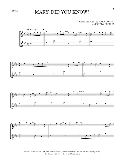 Mary, Did You Know? - Mark Lowry, Buddy Greene (Flute Duet)