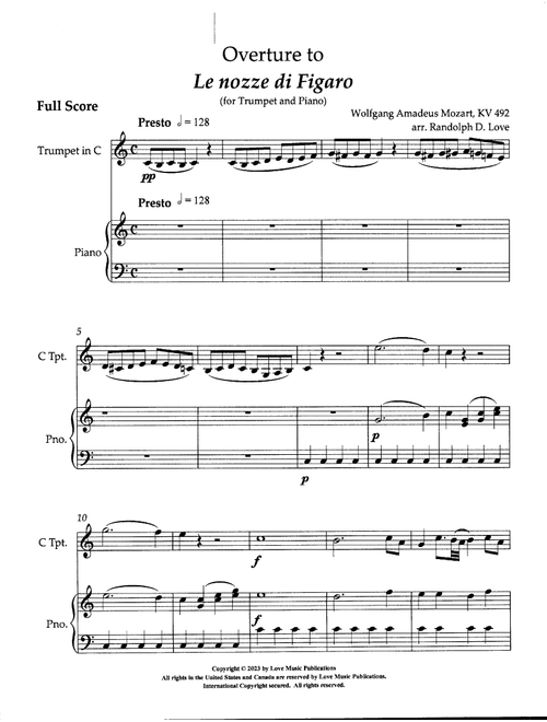 Overture to Le nozze di Figaro (Arr. Dr. Randolph D. Love) - Wolfgang Amadeus Mozart (Trumpet and Piano)