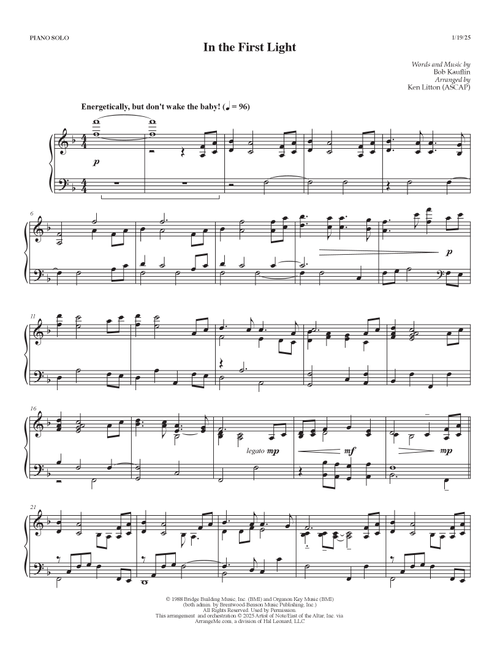 In The First Light (Arr. Ken Litton) - Bob Kauflin (Piano Solo)