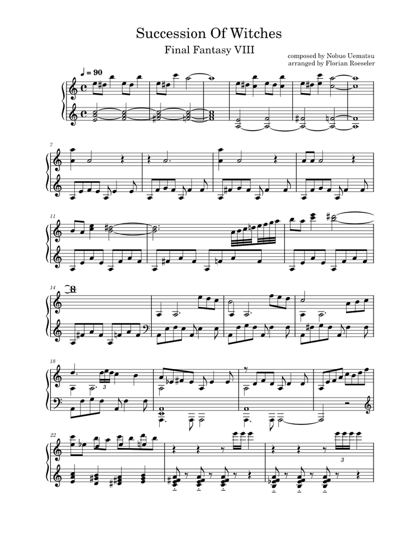 Succession Of Witches - Final Fantasy VIII Sheet Music for