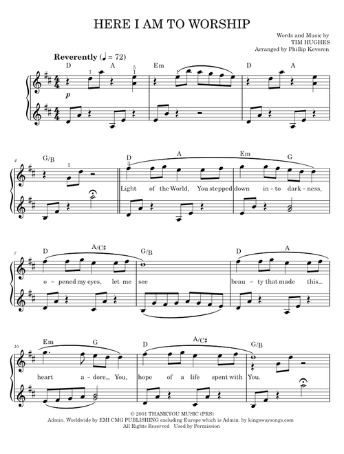 Here I Am To Worship (arr. Phillip Keveren) - Tim Hughes