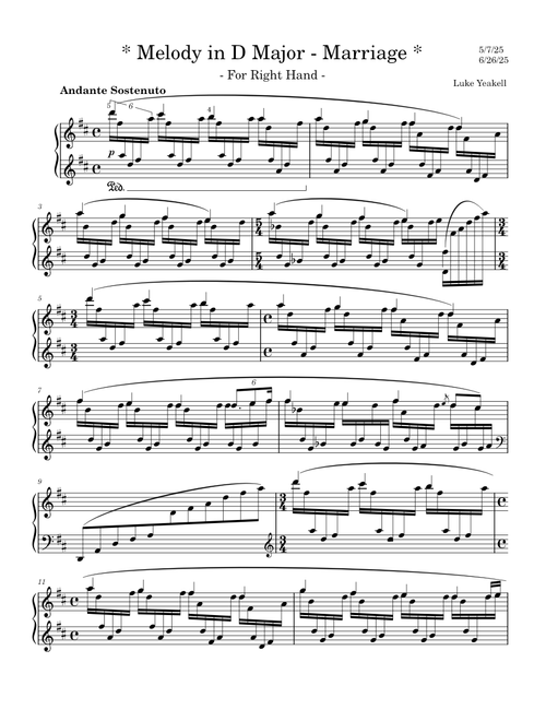 Melody in D Major – Marriage | Single Hand Composition