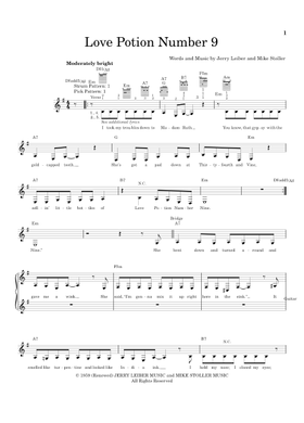 Free Love Potion Number 9 by Leiber & Stoller, The Searchers sheet