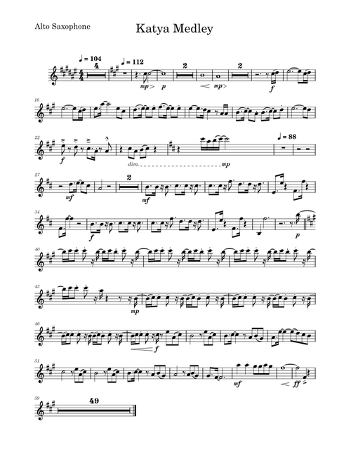 Anime Medley – Various Artists Katya Medley-Alto Saxophone