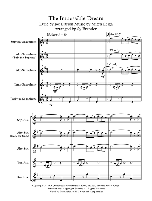 The Impossible Dream (Arr. Sy Brandon) - Mitch Leigh (Woodwind Ensemble)