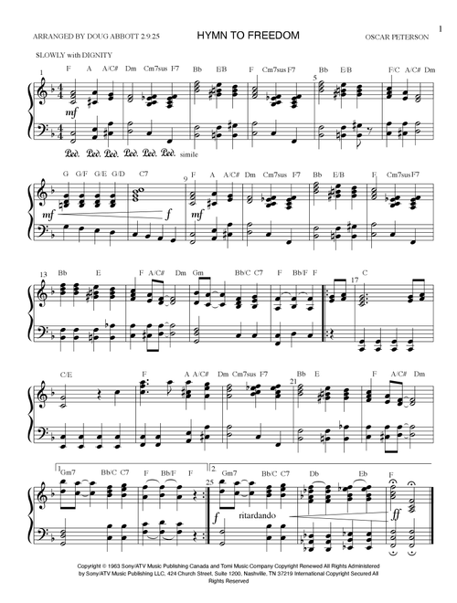Hymn To Freedom (Arr. Doug Abbott) - Oscar Peterson (Piano-Vocal-Guitar (Piano Accompaniment))