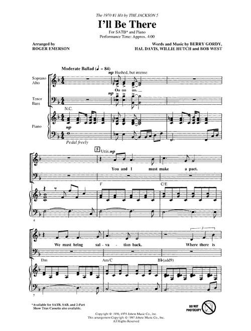 I'll Be There (Arr. Roger Emerson) - The Jackson 5, Michael Jackson (Choral, SATB)