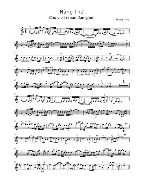 Nàng Thơ – Hoàng Dũng cho violin (bản đơn giản)