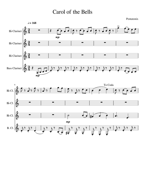 Carol of the Bells Clarinet Choir (Pentatonix)