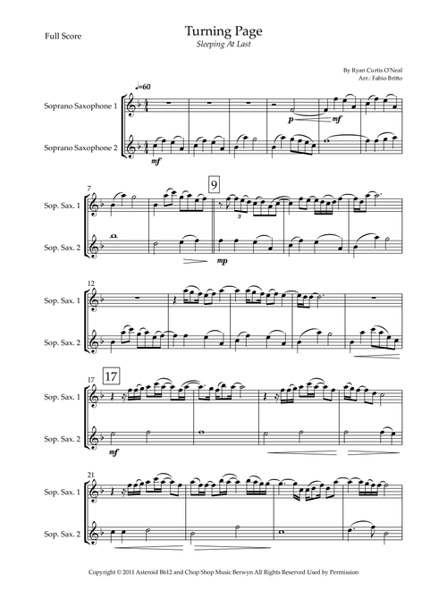 Turning Page (Arr. Fabio Britto) - Sleeping At Last (Soprano Sax Duet)