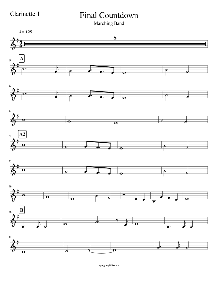 Final Countdown 1 Sheet music for in bflat (Solo