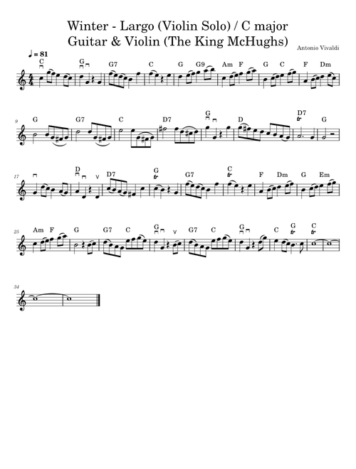 Largo from winter – Antonio Vivaldi Winter / Largo (Violin & Guitar Chords) The King Mchughs