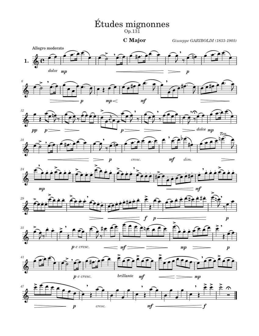 ピカソ、Etudes Pour La Flute De Pan La Flute de Pan, Op. 15 by Jules Mouquet » all-sheetmusic.com