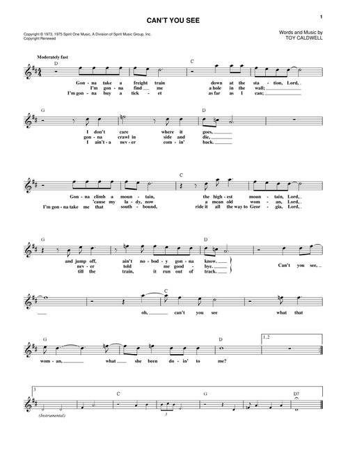 Can't You See - Marshall Tucker Band (Lead Sheet - Fake Book)
