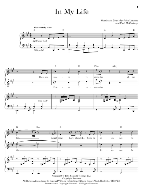 In My Life - The Beatles (Piano Vocal)