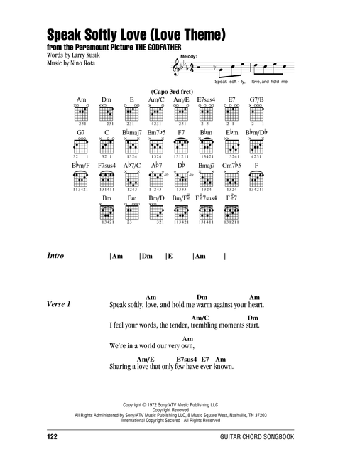 Speak Softly, Love (Love Theme) - Andy Williams (Guitar Chords-Lyrics)