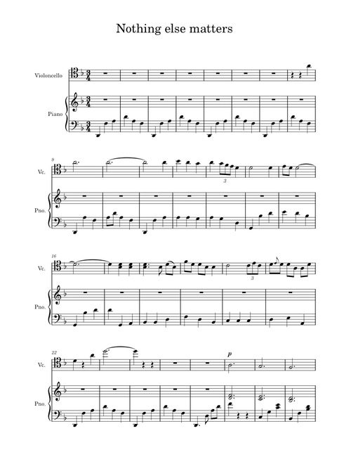 Nothing else matters – Apocalyptica Nothing Else Matters: Piano Cello duet