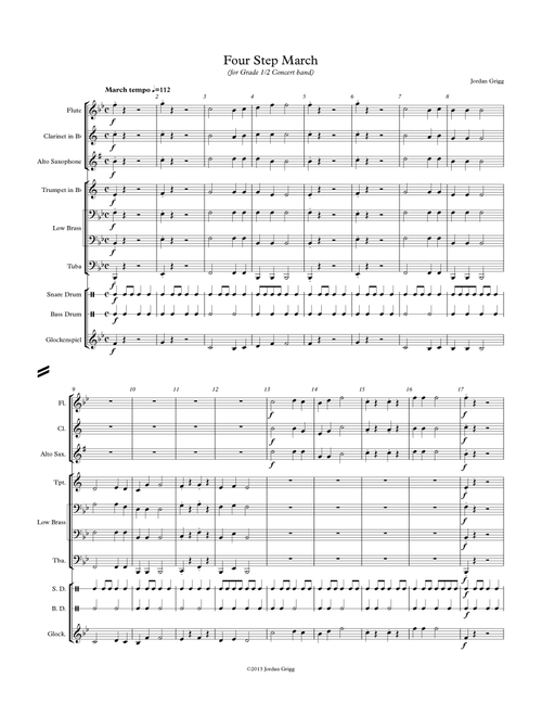 Four Step March (for Grade 1/2 Concert band) - Jordan Grigg (Concert Band)
