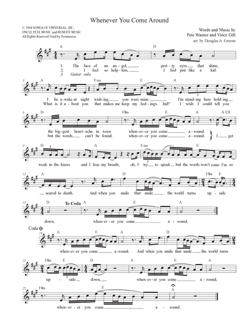 Whenever You Come Around (Arr. Douglas A. Greene) - Vince Gill (Instrumental Duet)