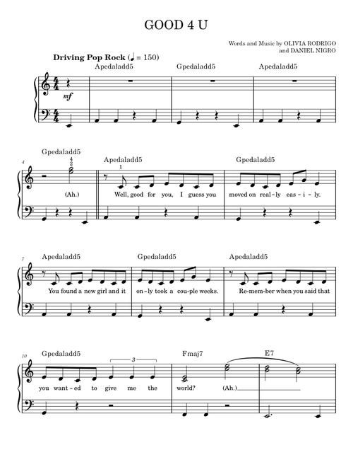 Good 4 u - Olivia Rodrigo (Easy Piano)