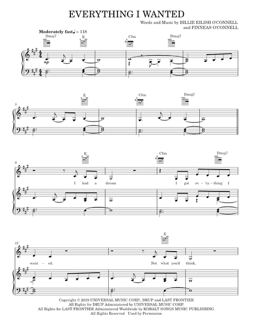 Everything I Wanted - Billie Eilish (Piano-Vocal-Guitar)