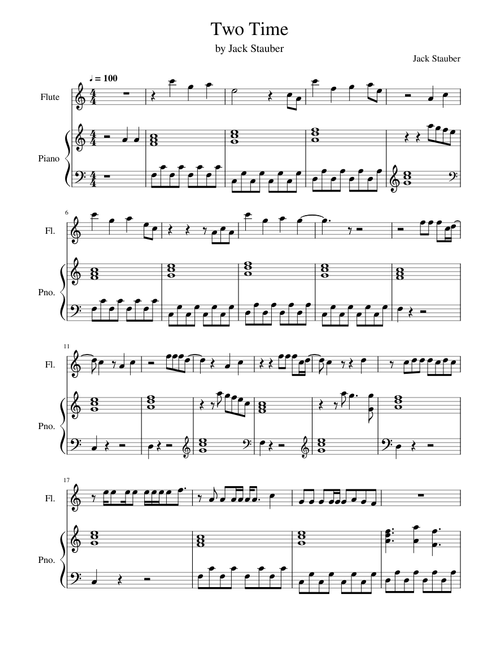 Two Time - Jack Stauber. Piano and Flute