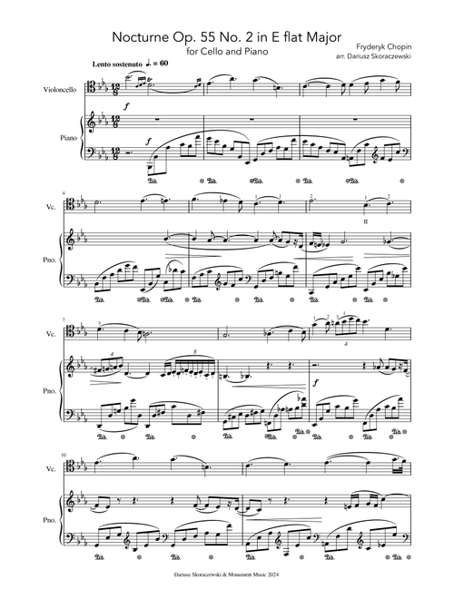Chopin - Nocturne Op. 55 No. 2 in E flat Major for Cello and Piano (Arr. Dariusz Skoraczewski) - Dariusz Skoraczewski and Michael Sheppard (Cello and Piano)