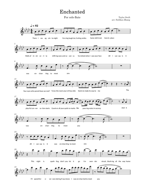 Enchanted (Taylor's Version) for Solo Flute – Taylor Swift