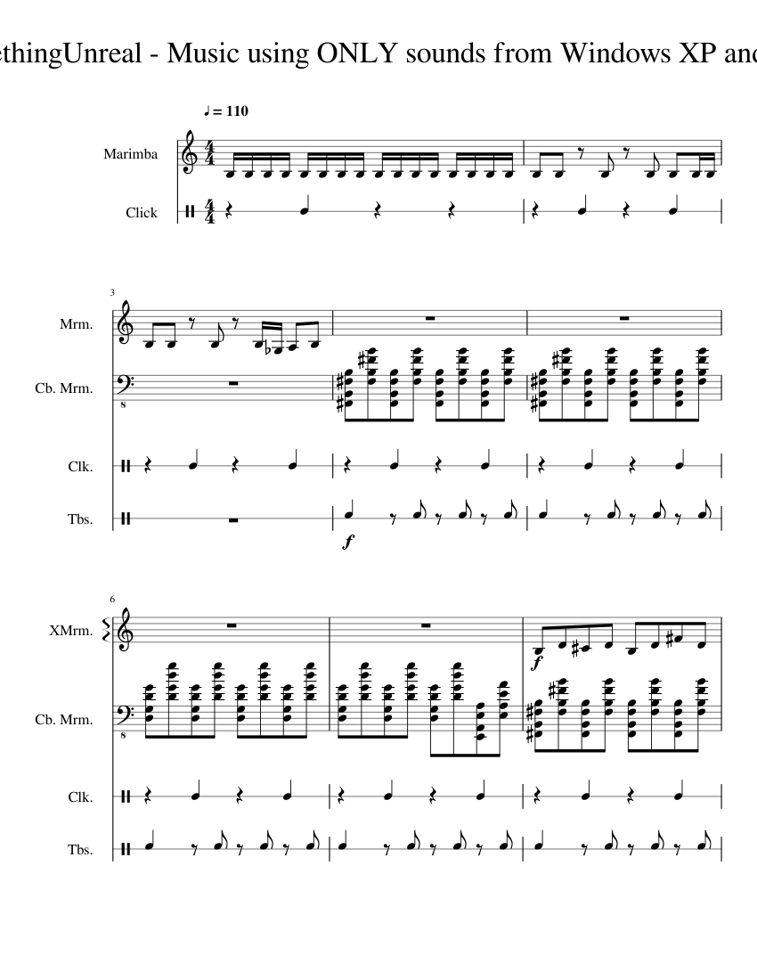 Music using ONLY sounds from Windows XP and 98 2 Sheet Music for
