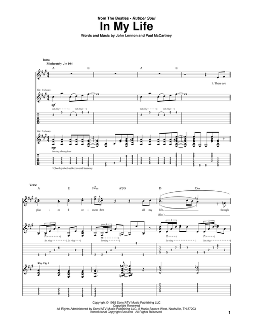 In My Life - The Beatles (Guitar Tab)