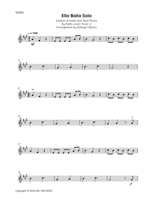 Ella Baila Sola (Arr. Rodrigo Faleiros) - Pedro Julian Tovar Jr (Violin Solo)