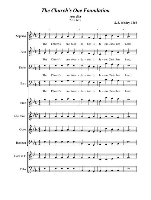 S. S. Wesley: The Church's One Foundation (Aurelia)