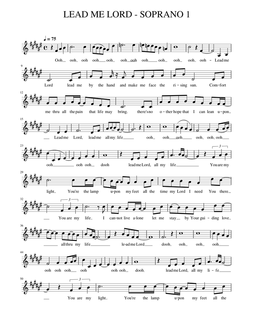 LEAD ME LORD - SOPRANO 1 (F#) Sheet Music For Piano (Solo) | Musescore.com