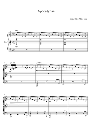 cigarettes after sex sheet music Apocalypse – Cigarettes After Sex Sheet Music for Piano (Solo)