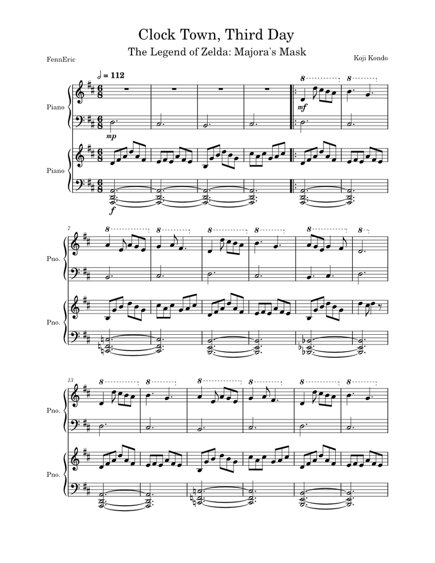 Clock Town, Third Day Sheet music for Piano (Piano Duo)