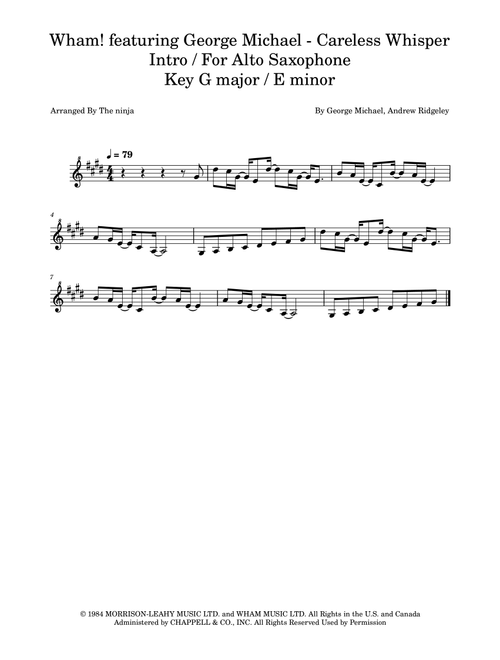 Careless Whisper (Arr. The Ninja) - Wham! featuring George Michael (Alto Sax Solo)