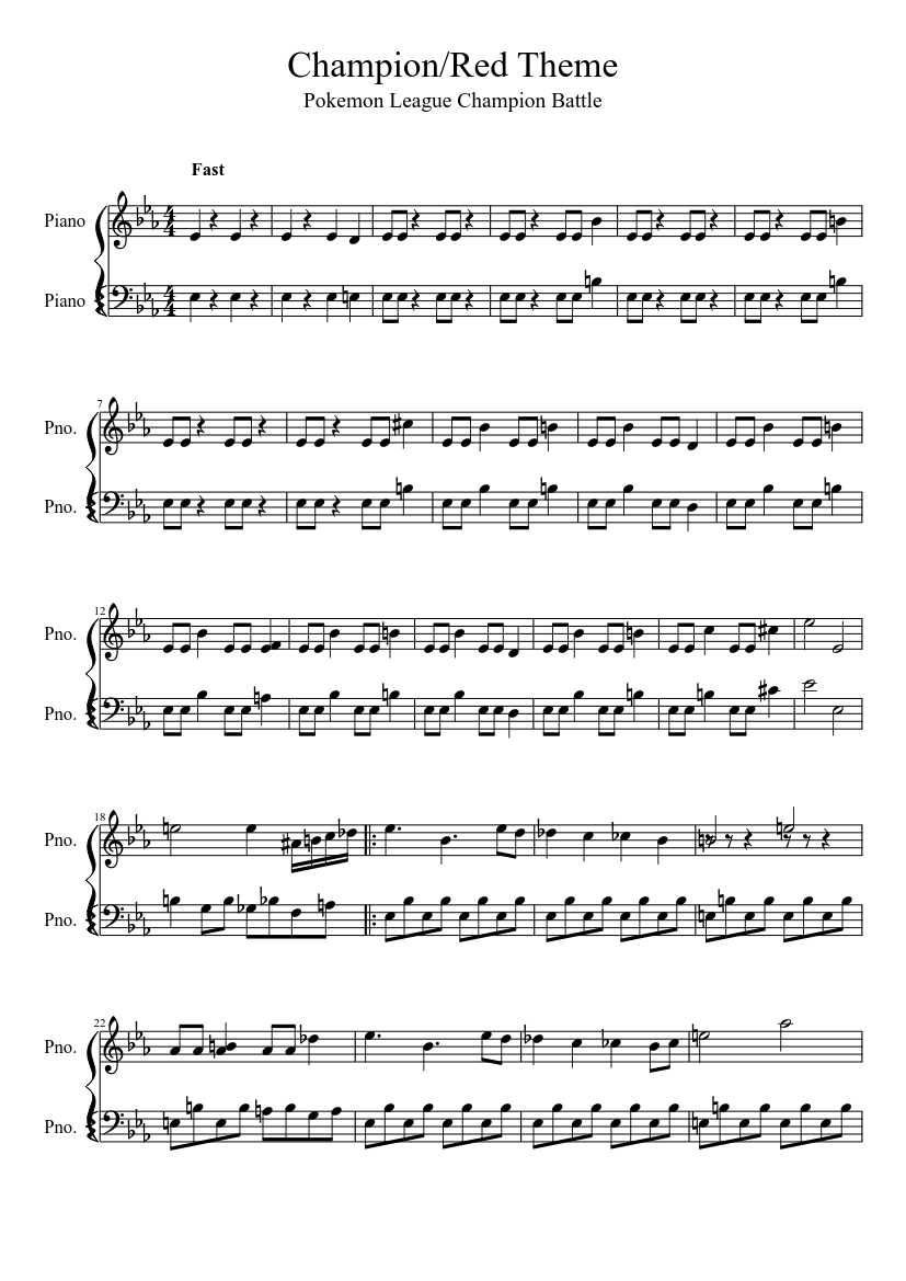 Champion/Red [Simplified] Sheet music for Piano (Piano Duo) | Musescore.com