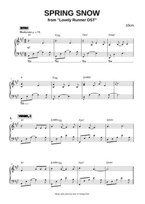 Spring Snow (Lovely Runner OST) - 10CM Sheet Music for Piano (Solo ...