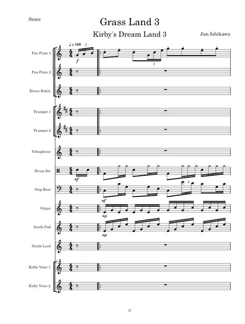 Grass Land 3 (Kirby's Dream Land 3) - Transcribed Score
