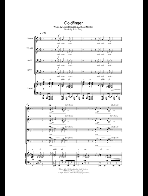 Goldfinger - Shirley Bassey (Choral, TTBB)