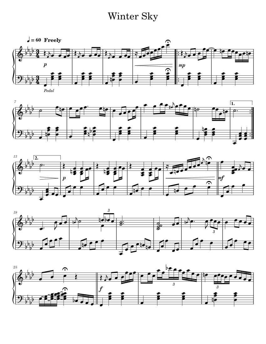 Winter Sky Sheet Music for Piano (Solo) | MuseScore.com