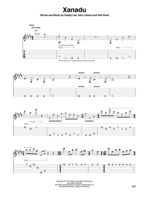 Xanadu - Rush (Guitar Tab Play-Along)