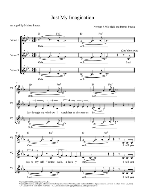 Just My Imagination (running Away With Me) (Arr. Melissa Lauren) - The Temptations (Choral, 3-Part)