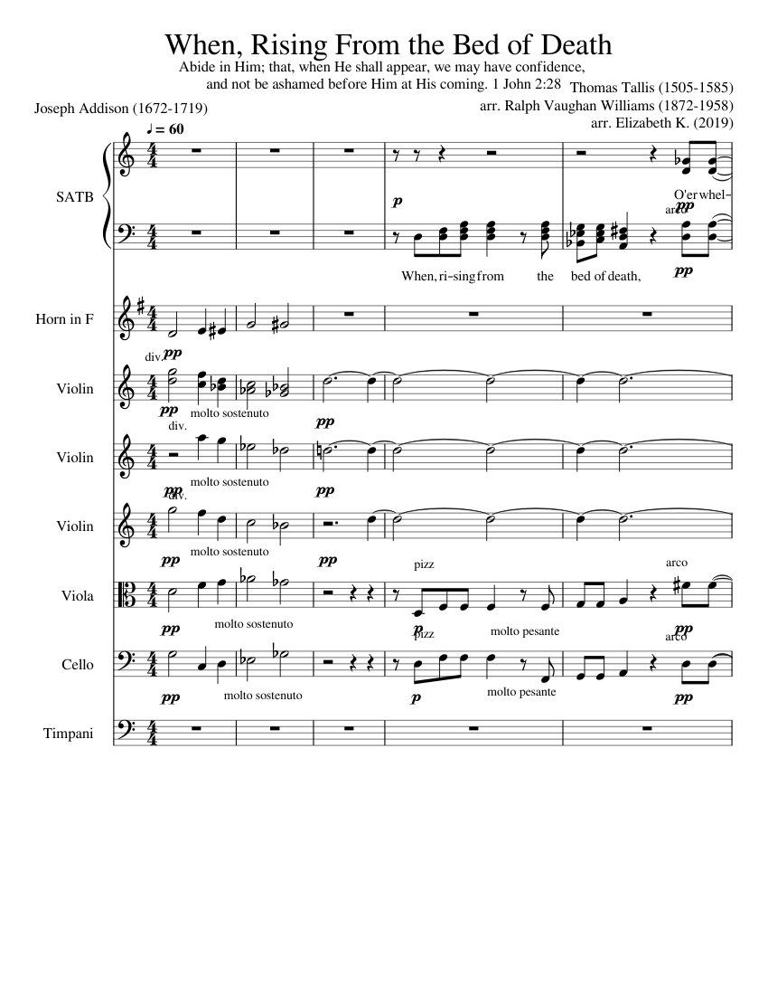 When, Rising From the Bed of Death piano tutorial